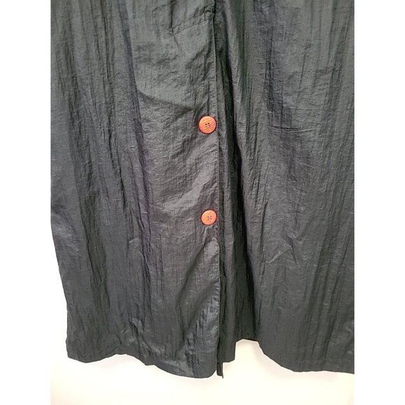 Vintage Women's Climatiser Nylon Trench Coat Black with Red Buttons Small - Picture 9 of 10